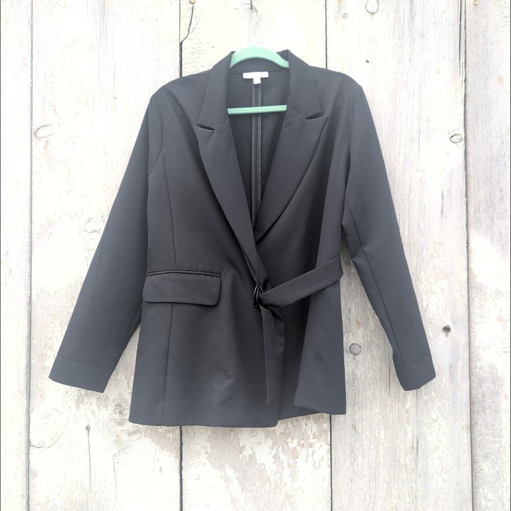 Prologue Soft Shell Belted Blazer Black Minimalist ElevatedBasic Women's Large